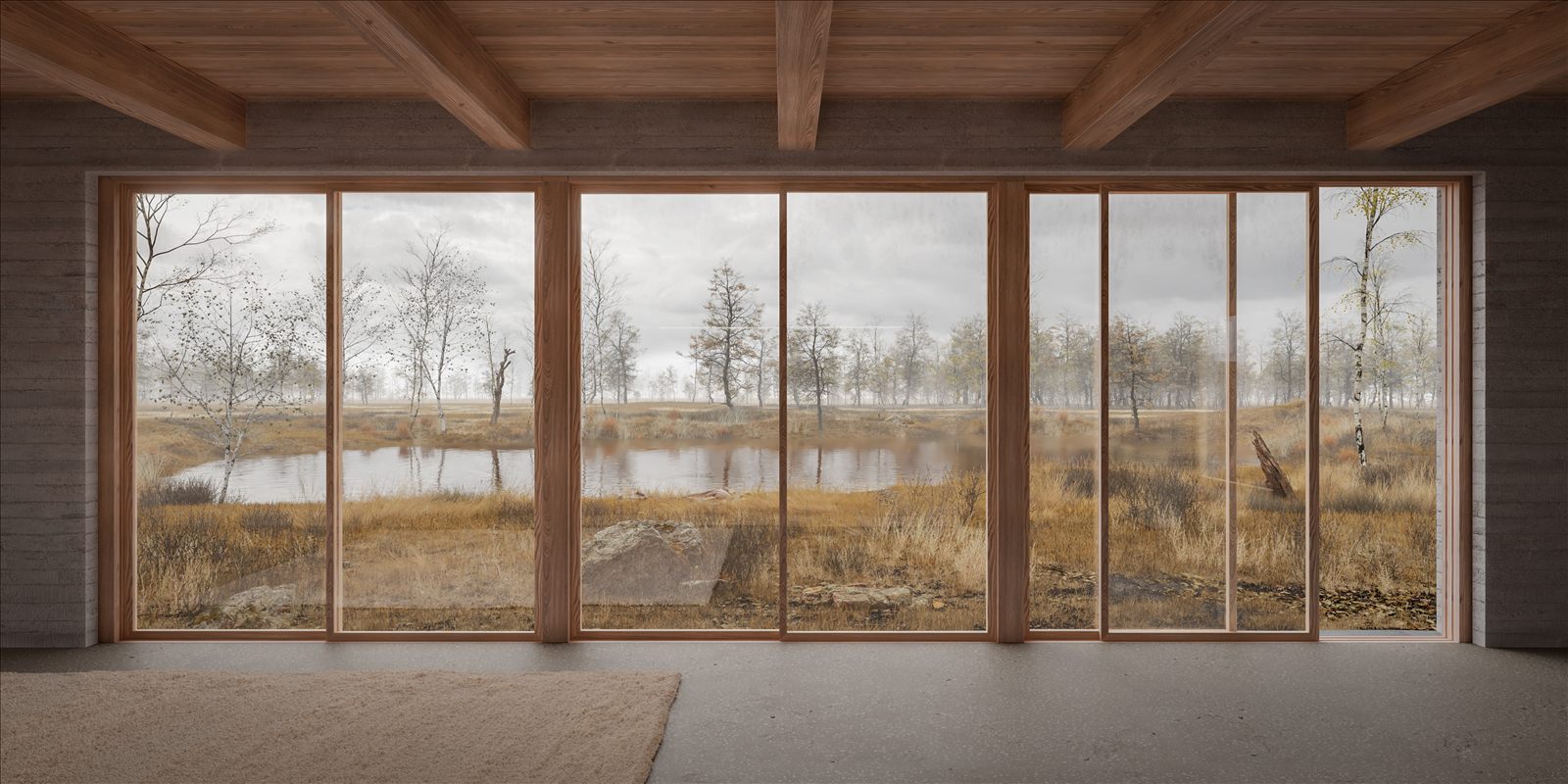 Haus in Landschaft — 3D-Visualisierung