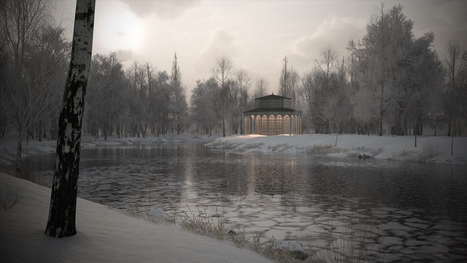 Winterfluss — 3D-Visualisierung